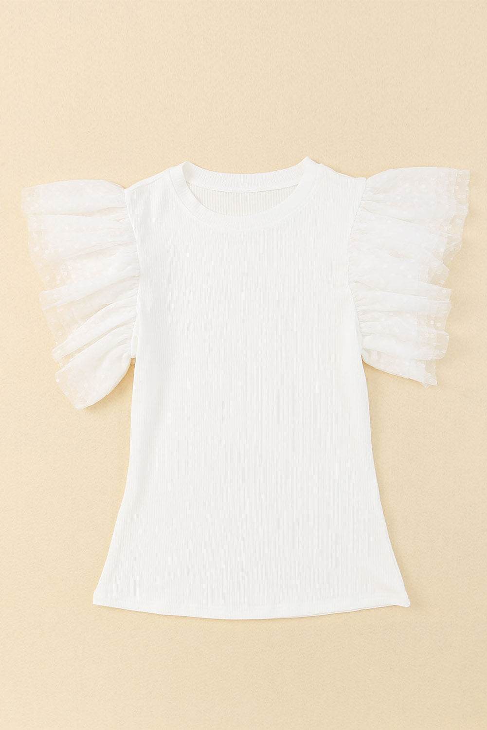 Ruffled Round Neck Cap Sleeve Blouse - UnLaced Boutique