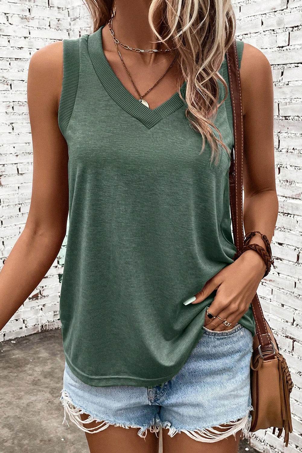 V-Neck Wide Strap Tank - UnLaced Boutique