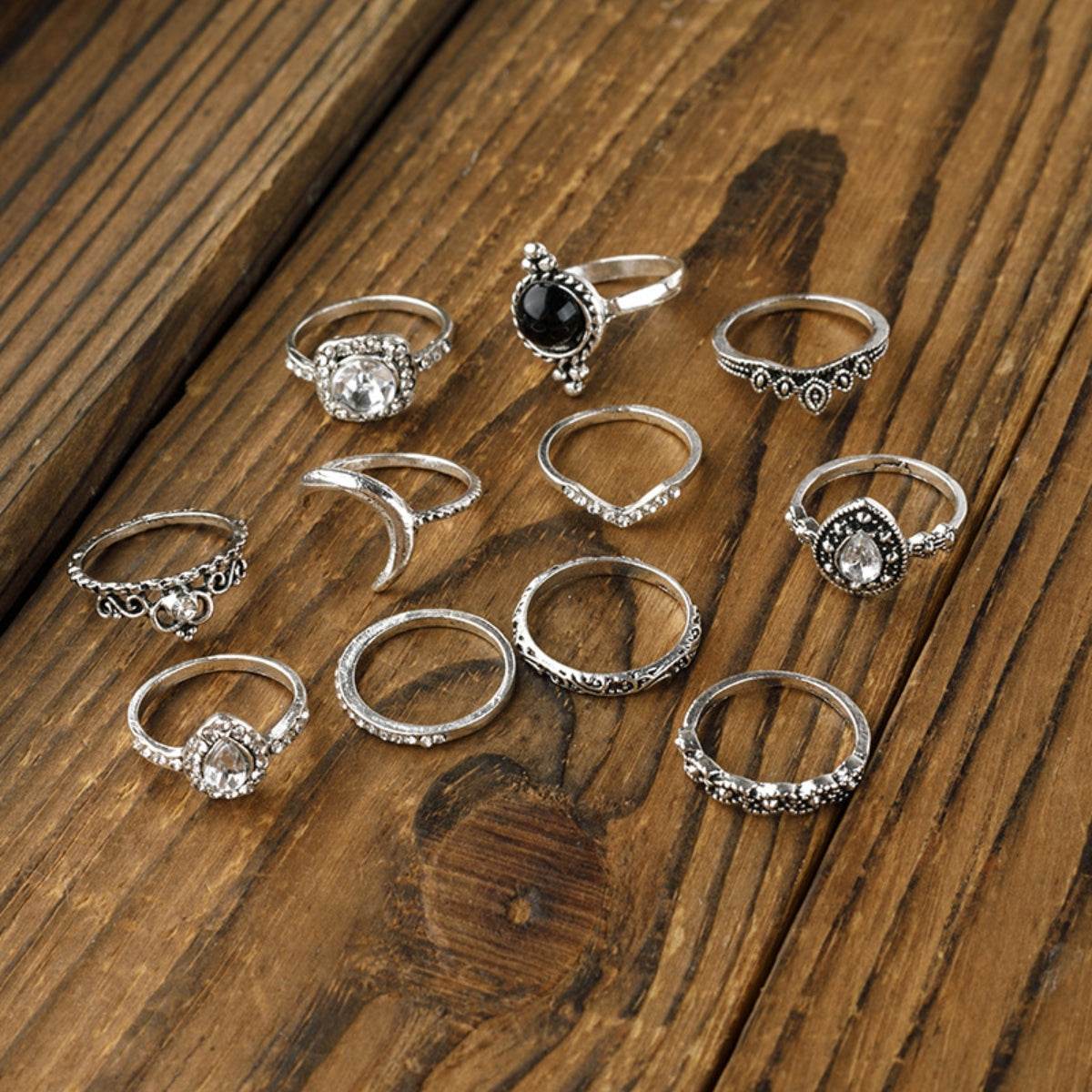 Alloy Synthetic Crystal 11-Piece Ring Set - UnLaced Boutique