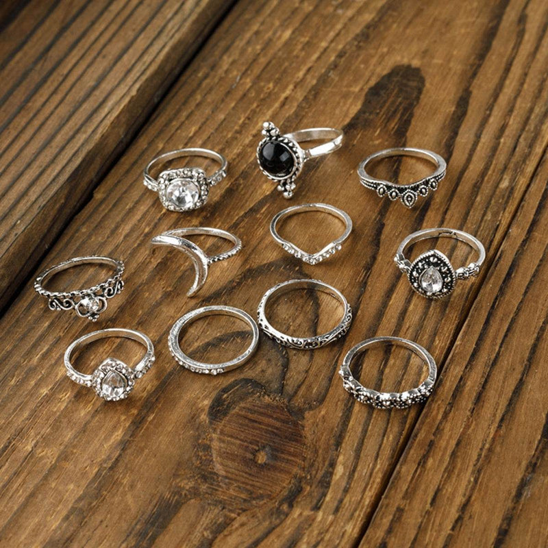 Alloy Synthetic Crystal 11-Piece Ring Set - UnLaced Boutique