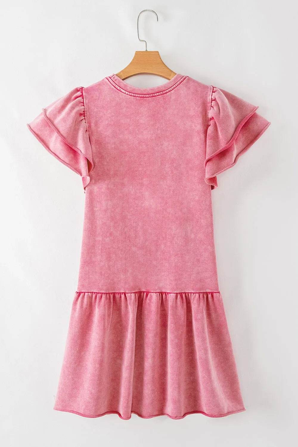 Mineral Wash Raw Edge Ruffle Mini Dress - UnLaced Boutique