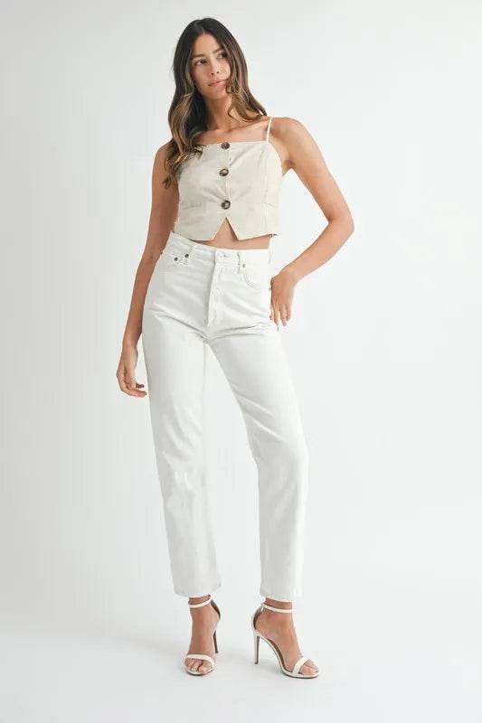 MABLE Linen Mix Button Down Tank Top - UnLaced Boutique