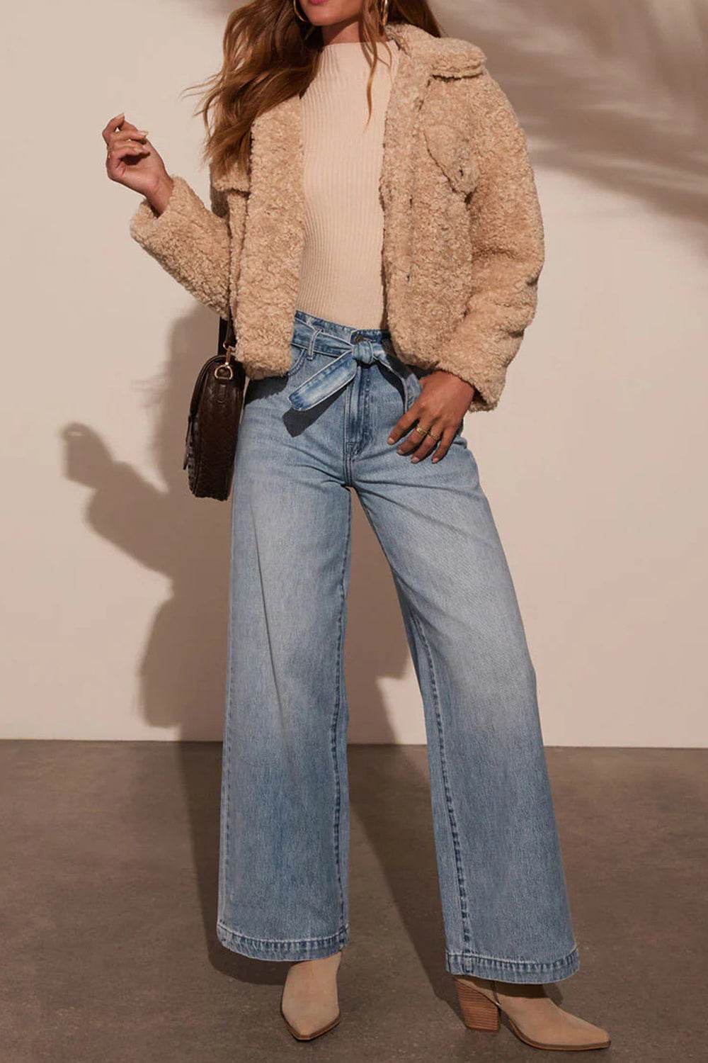 Tied Wide Leg Jeans with Pockets - UnLaced Boutique