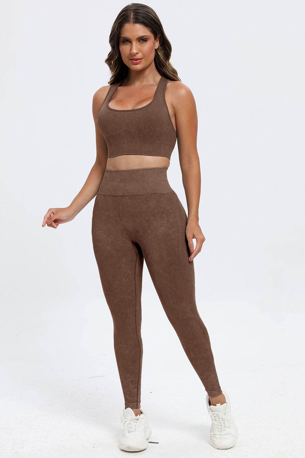 3 Piece Washed Square Neck Wide Strap Active Set - UnLaced Boutique