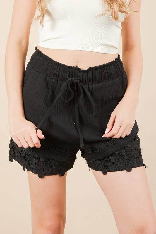 VERY J Lace Contrast Detail Woven Shorts - UnLaced Boutique