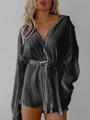 Button Up Dropped Shoulder Shirt Dress - UnLaced Boutique