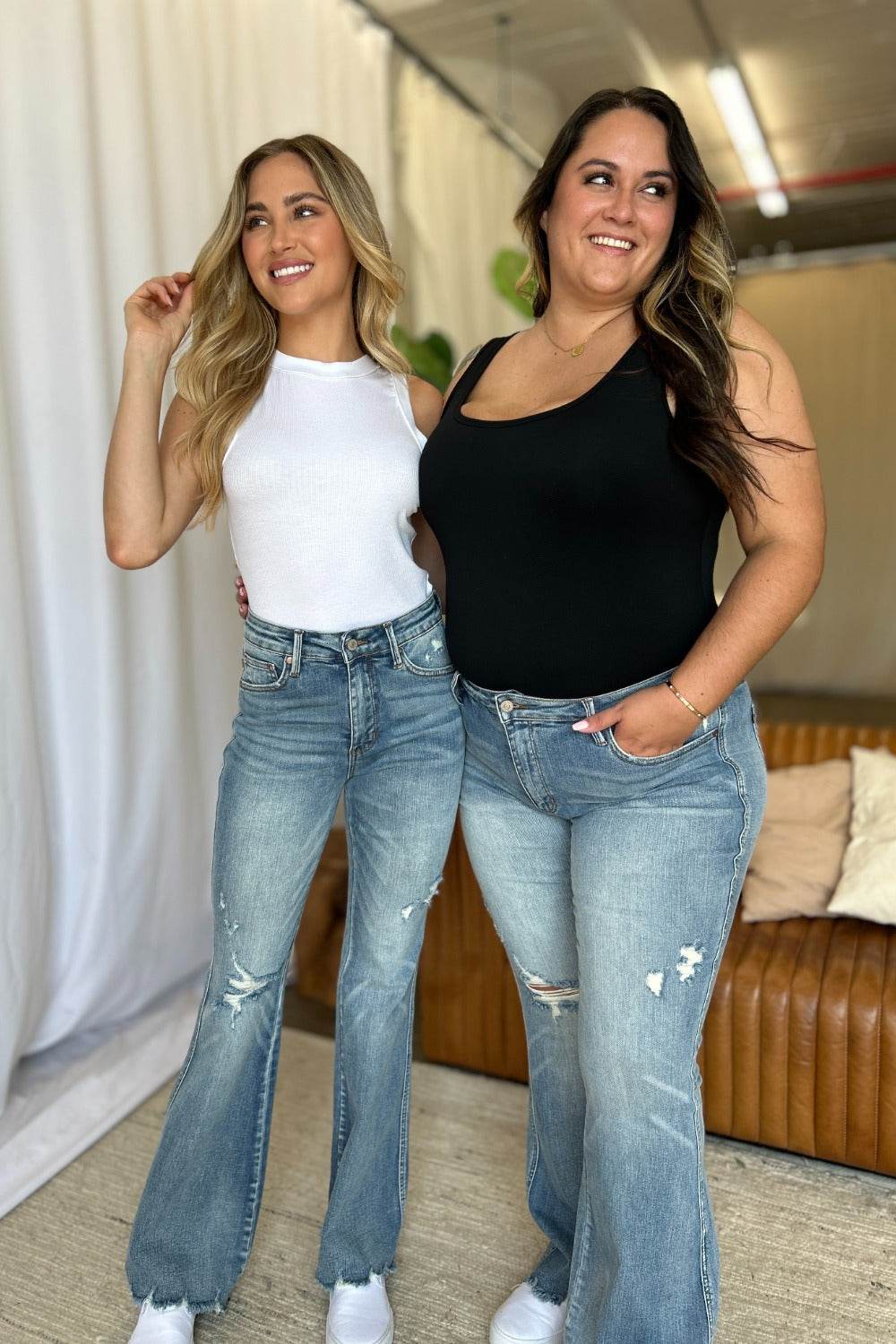 Judy Blue Full Size Medium Rise Tummy Control Destroy Flare - UnLaced Boutique
