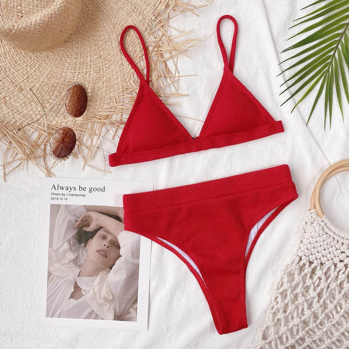 Spaghetti Strap Ribbed Bikini Set - UnLaced Boutique