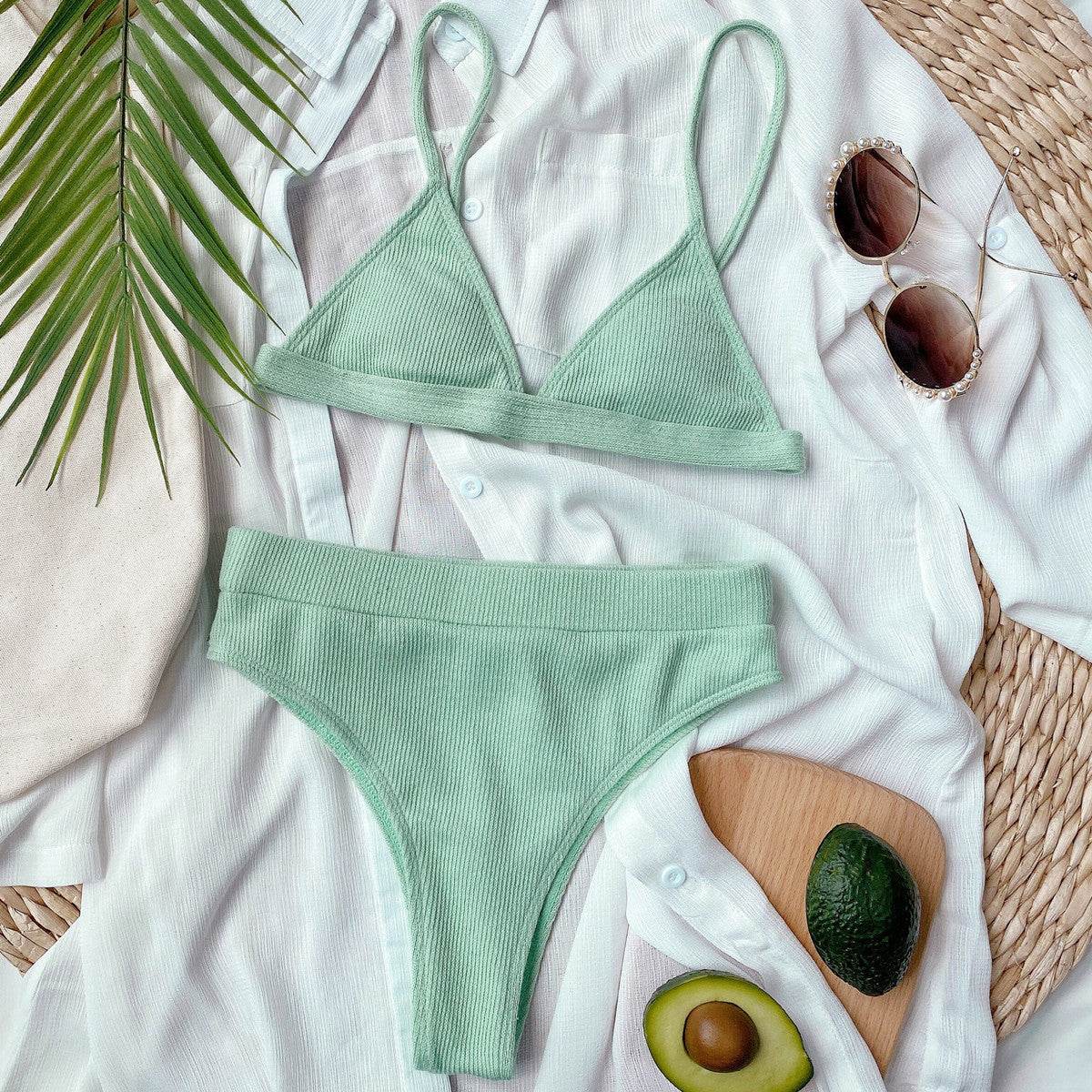 Spaghetti Strap Ribbed Bikini Set - UnLaced Boutique