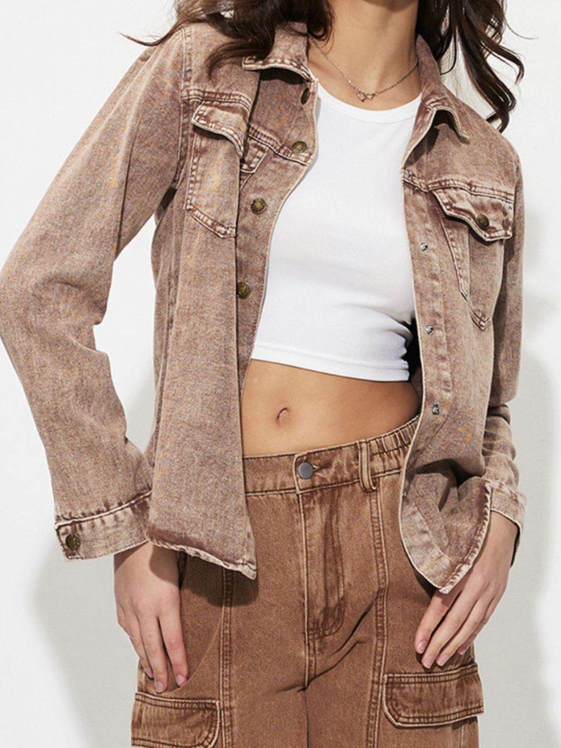 Button Up Long Sleeve Denim Jacket - UnLaced Boutique