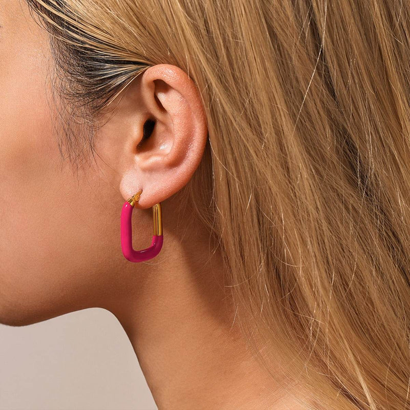Stainless Steel Drip Oil Contrast Earring - UnLaced Boutique