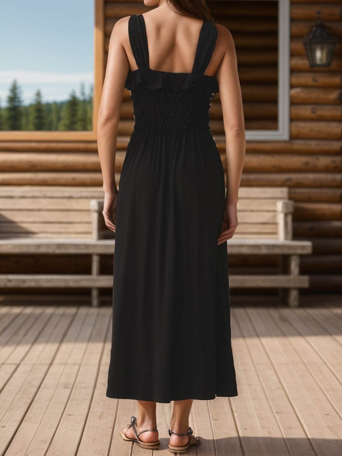 Frill Square Neck Wide Strap Dress - UnLaced Boutique