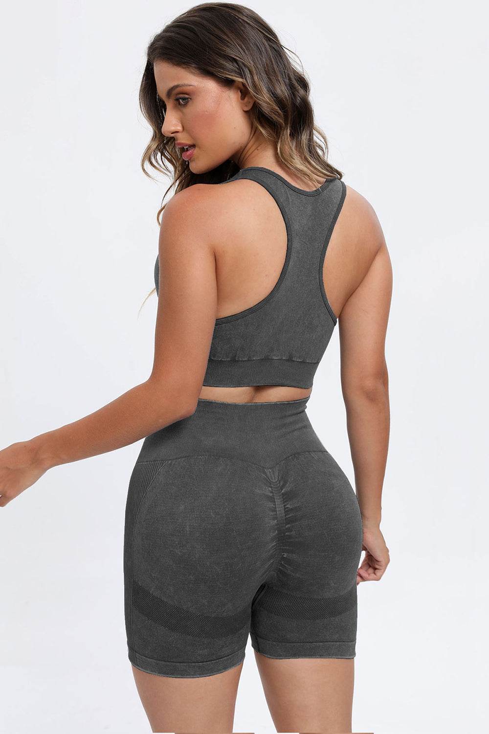 3 Piece Washed Square Neck Wide Strap Active Set - UnLaced Boutique