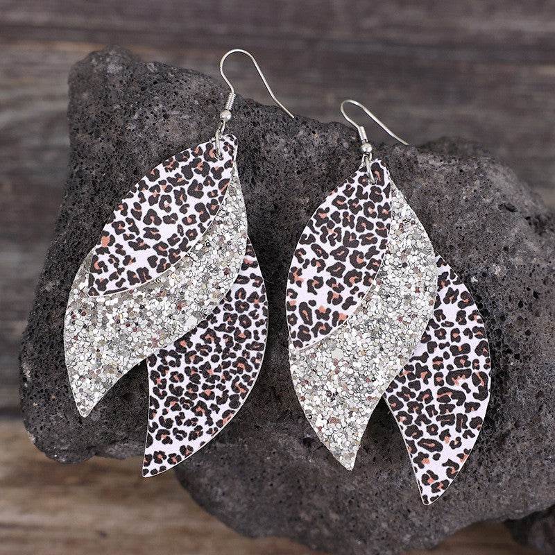 PU Leather Leopard Leaf Earrings - UnLaced Boutique