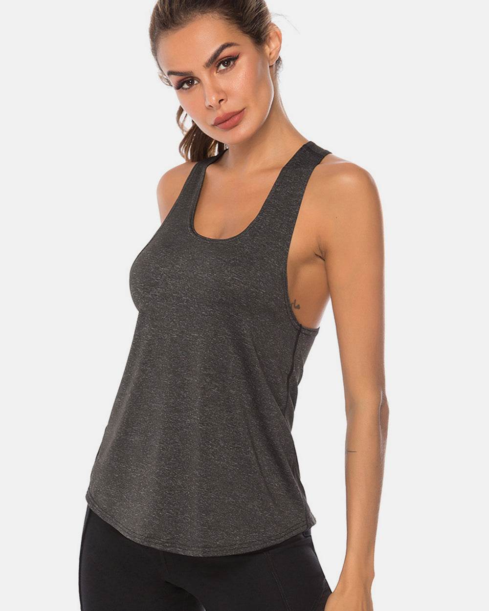 Full Size Scoop Neck Wide Strap Active Tank - UnLaced Boutique