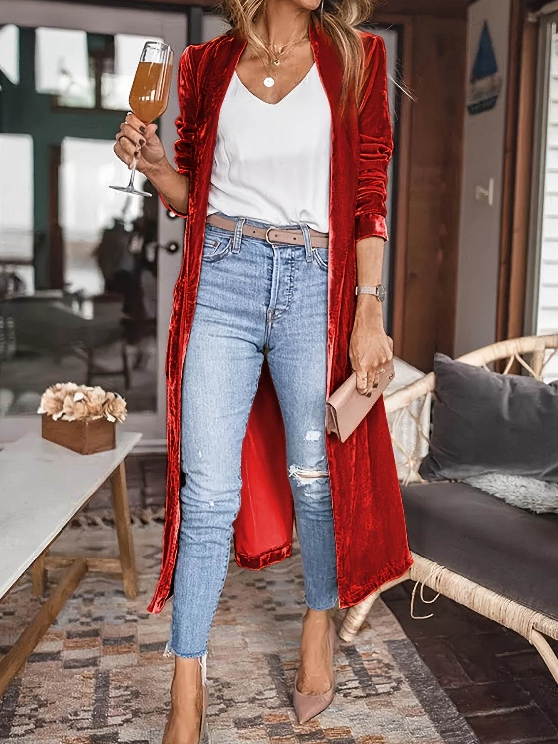 Open Front Long Sleeve Coat - UnLaced Boutique