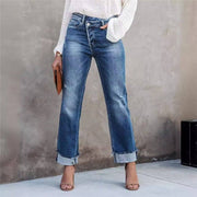 High-Waisted Wide Leg Jeans With Turn-Up Hem