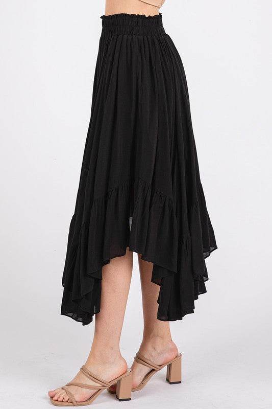 Mittoshop Handkerchief Hem Elastic Waist Pocket Midi Skirt - UnLaced Boutique
