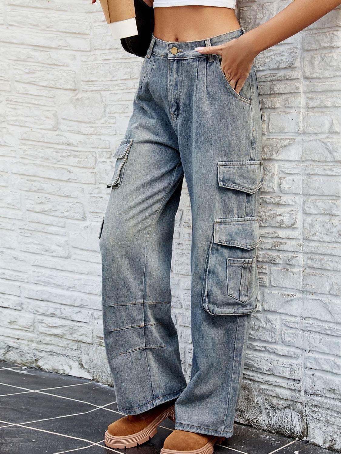 Washed Jeans with Pockets - UnLaced Boutique