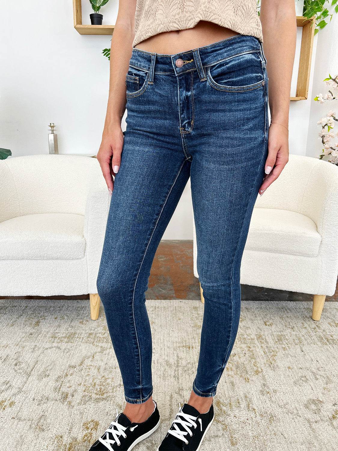 Judy Blue Full Size Classic Handsand Skinny Jeans - UnLaced Boutique