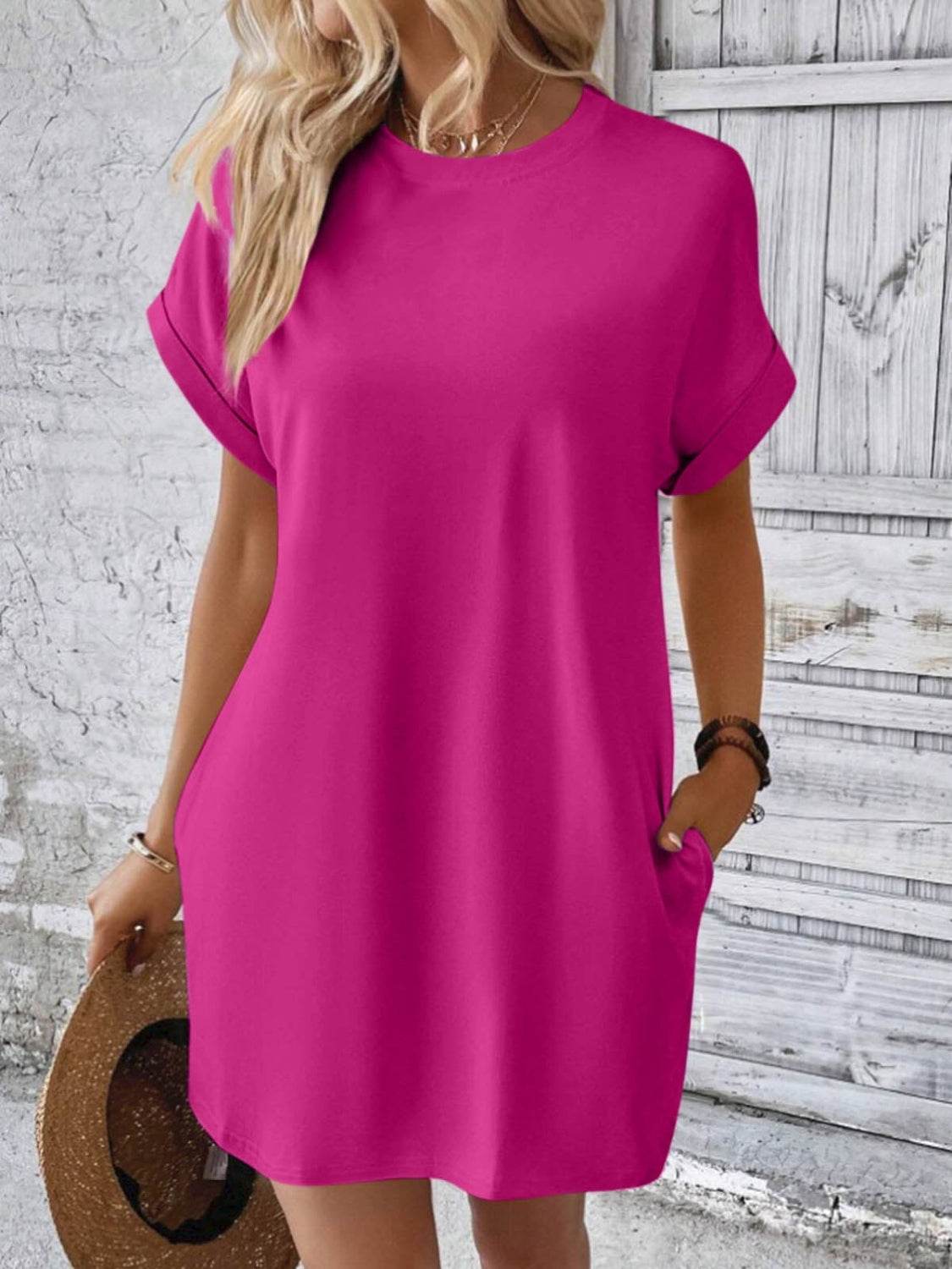 Round Neck Short Sleeve Mini Dress - UnLaced Boutique