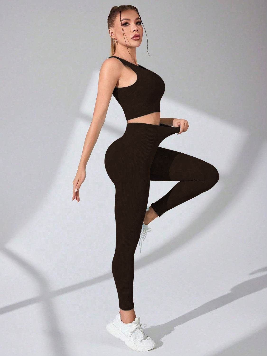 Scoop Neck Wide Strap Top and Pants Active Set - UnLaced Boutique
