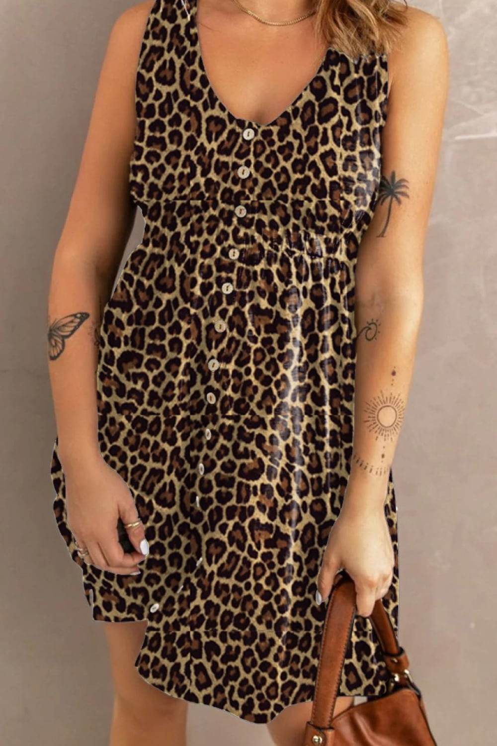 Double Take Printed Scoop Neck Sleeveless Buttoned Magic Dress with Pockets - UnLaced Boutique