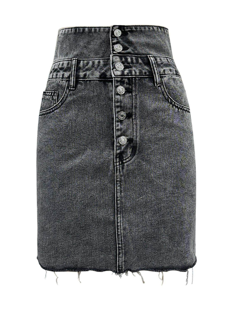 Raw Hem High Waist Denim Skirt - UnLaced Boutique