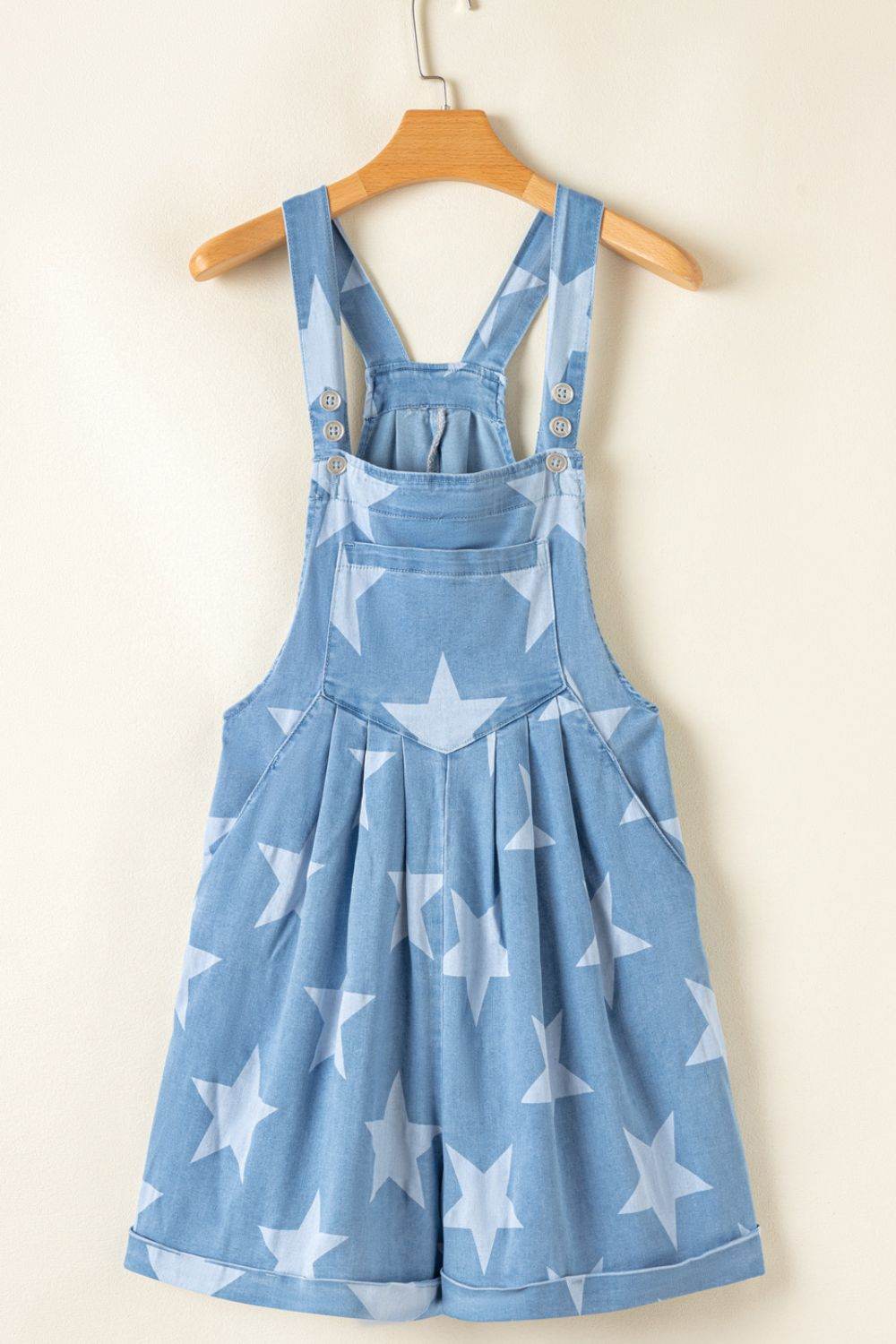 Star Print Square Neck Denim Overalls - UnLaced Boutique