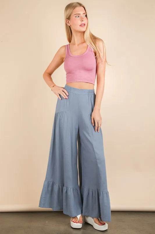VERY J Palazzo Elastic Waist Comfy Pants - UnLaced Boutique