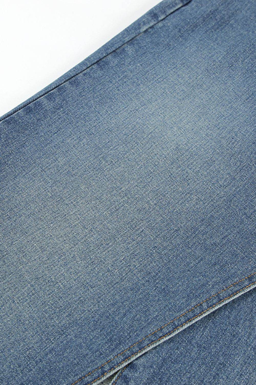 Slit Front Raw Hem Denim Maxi Skirt - UnLaced Boutique