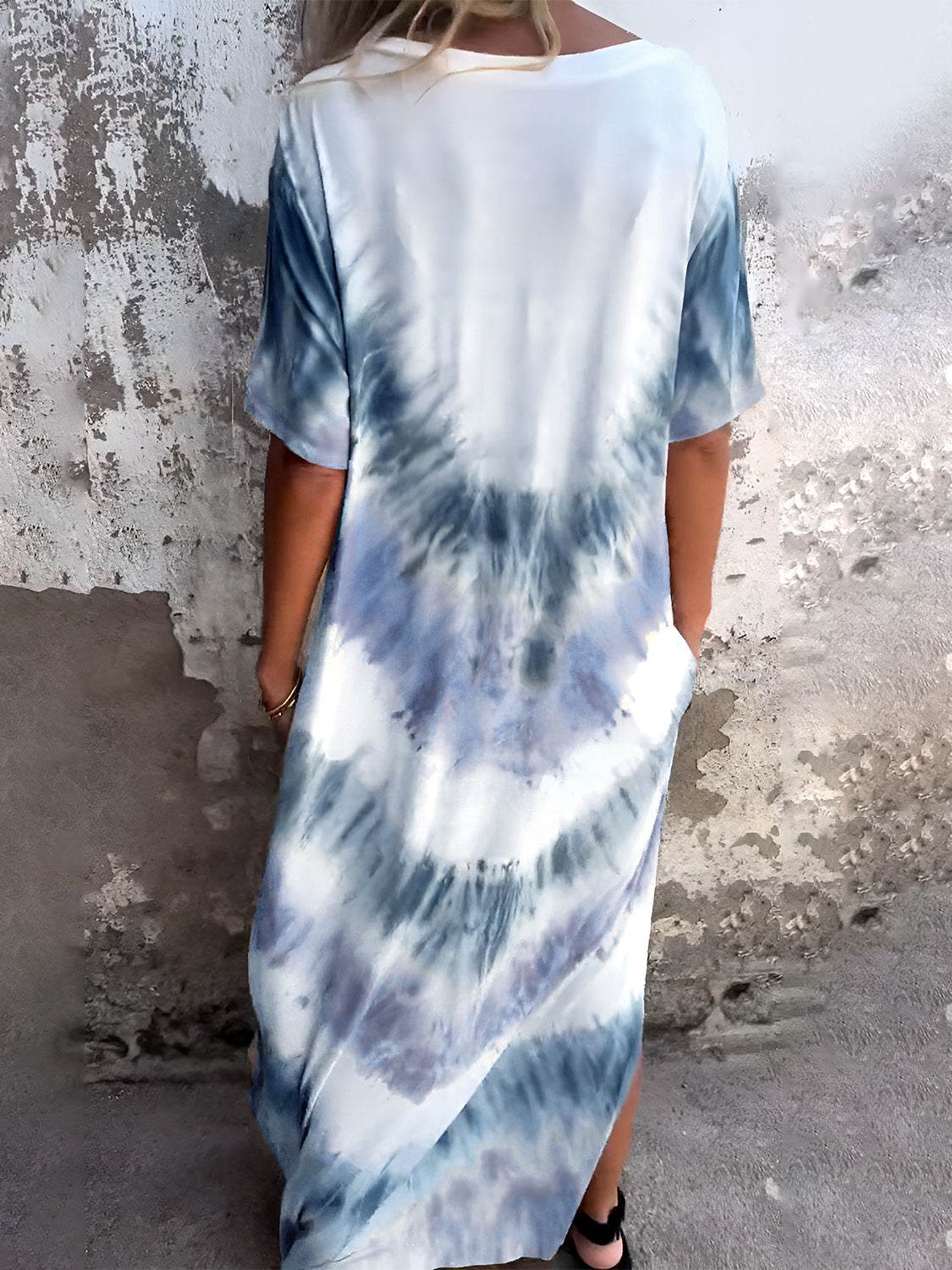 Full Size Pocketed Tie-Dye Short Sleeve Dress - UnLaced Boutique