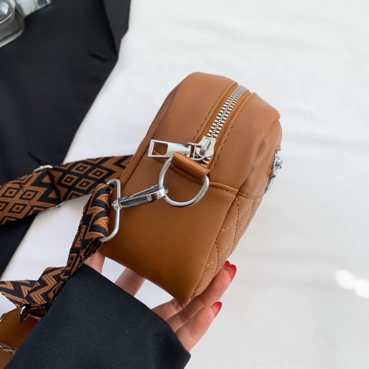 Stitching PU Leather Shoulder Bag - UnLaced Boutique