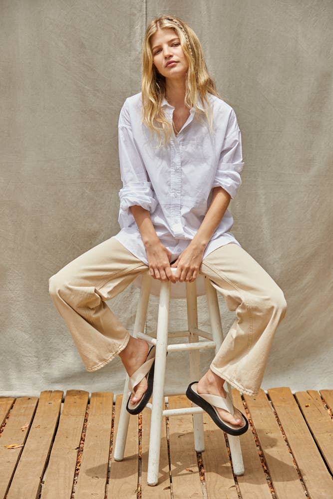 L5933 | Woven Cotton Button Down Collar Neck Shirt