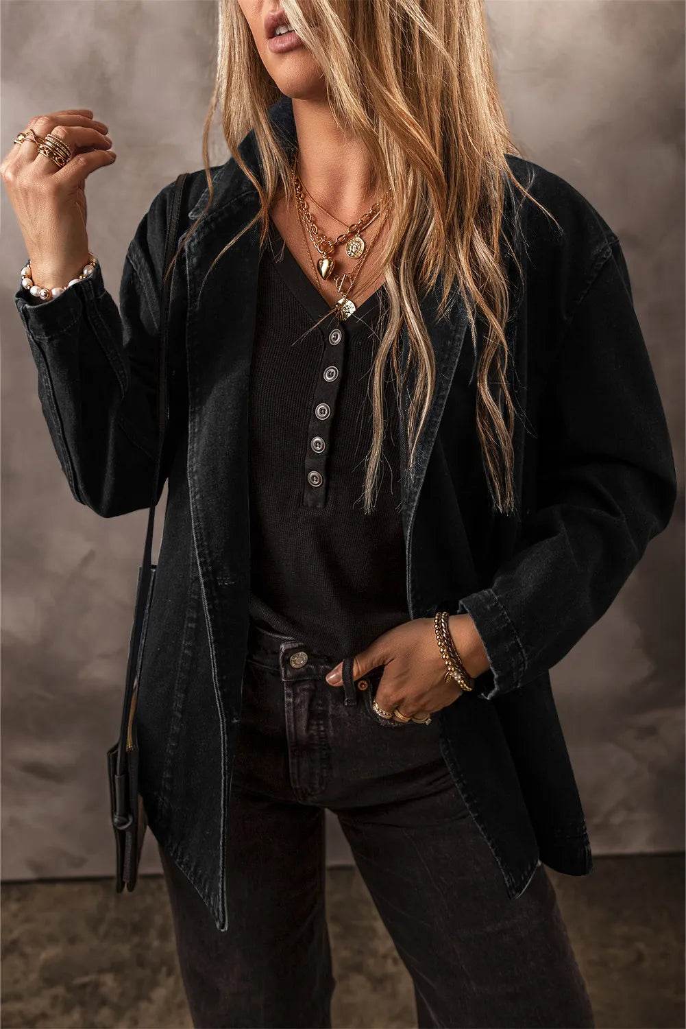 Pocketed Long Sleeve Denim Jacket - UnLaced Boutique