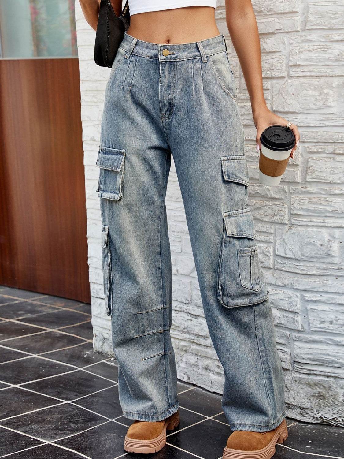 Washed Jeans with Pockets - UnLaced Boutique