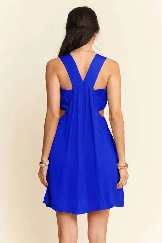 Davi & Dani Washed Satin Cutout Skirt Bandeau Mini Dress - UnLaced Boutique