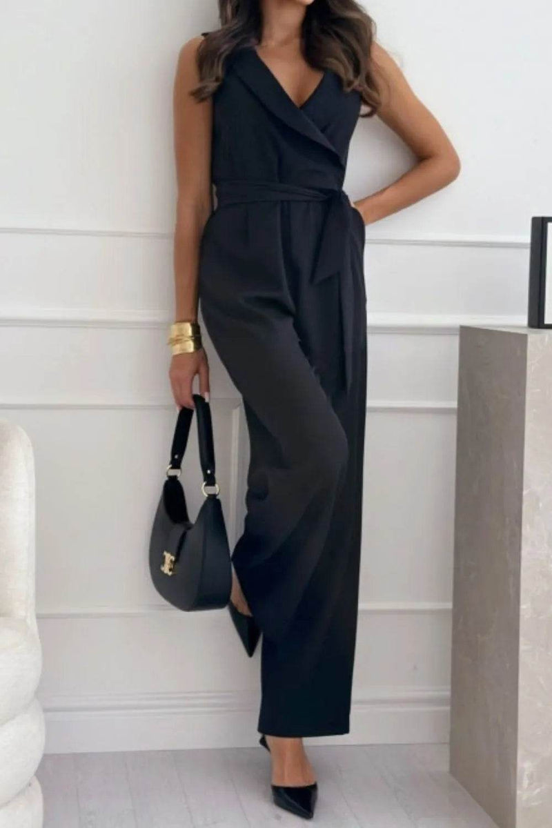Surplice Sleeveless Wide Leg Jumpsuit - UnLaced Boutique