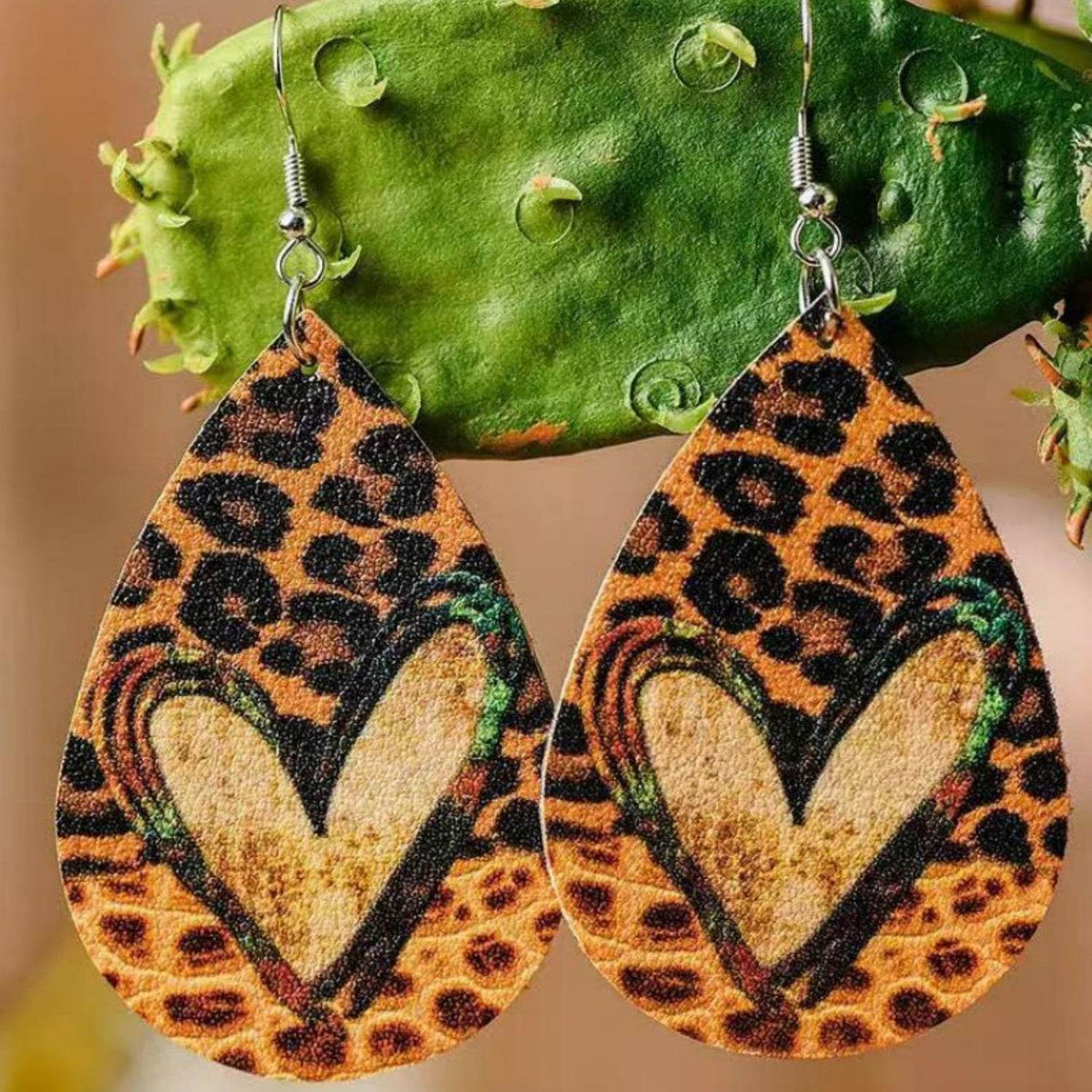 PU Leather Leopard Teardrop Earrings - UnLaced Boutique