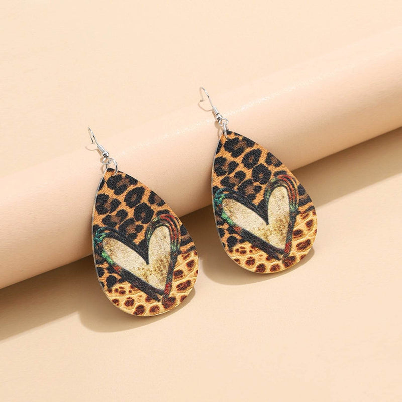 PU Leather Leopard Teardrop Earrings - UnLaced Boutique