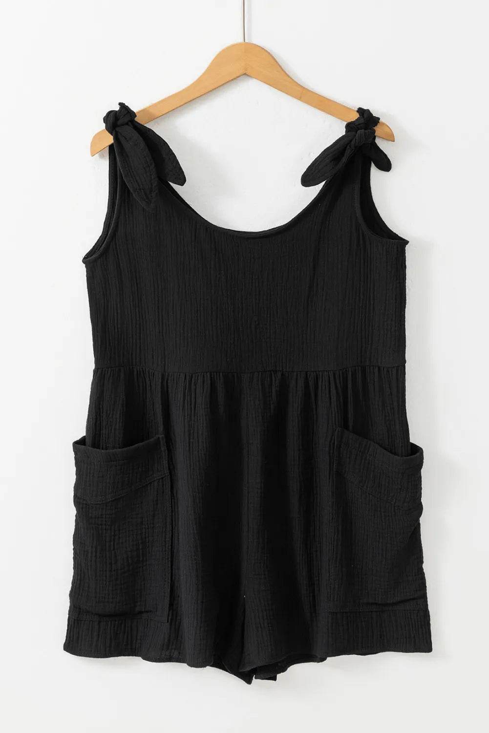 Scoop Neck Tie Shoulder Romper - UnLaced Boutique