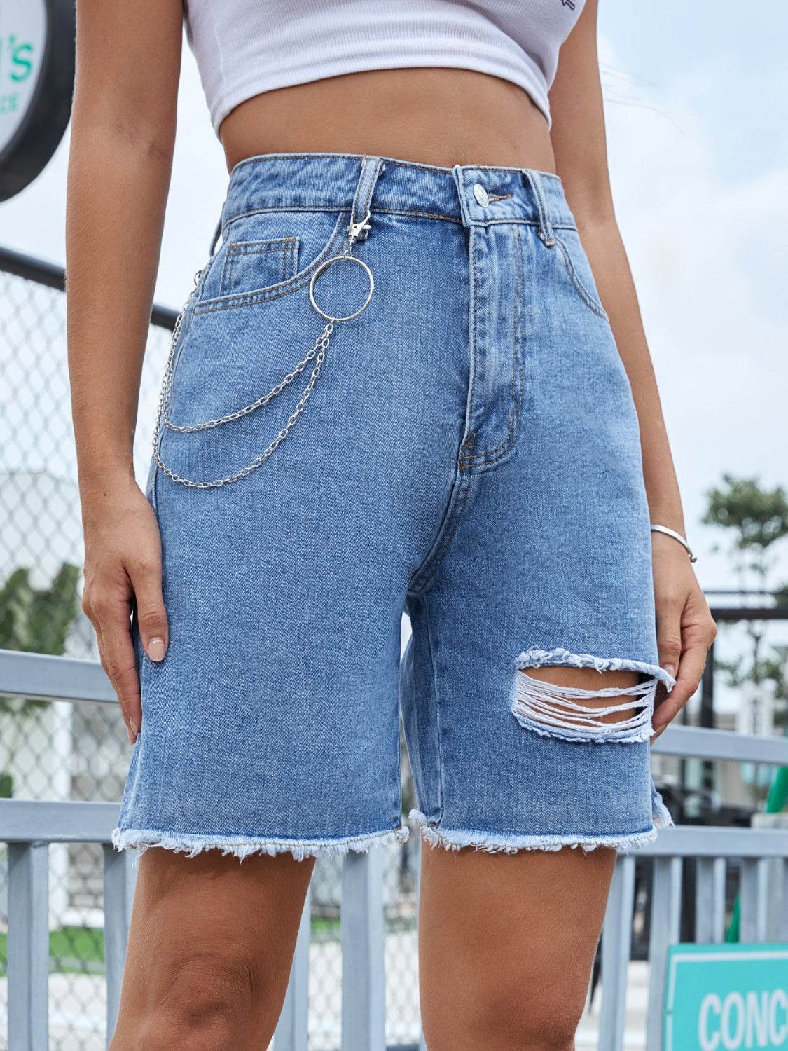 Distressed Raw Hem Denim Shorts - UnLaced Boutique