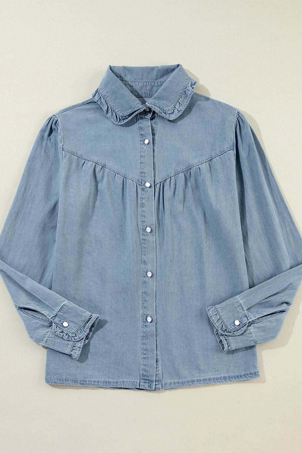 Button Up Long Sleeve Denim Top - UnLaced Boutique