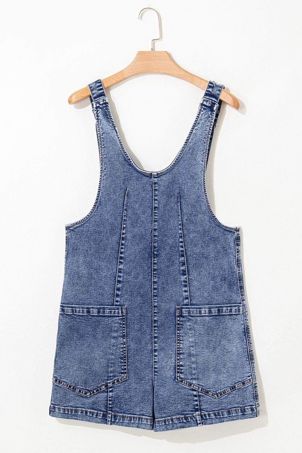 U Neck Patched Pocket Denim Overalls - UnLaced Boutique