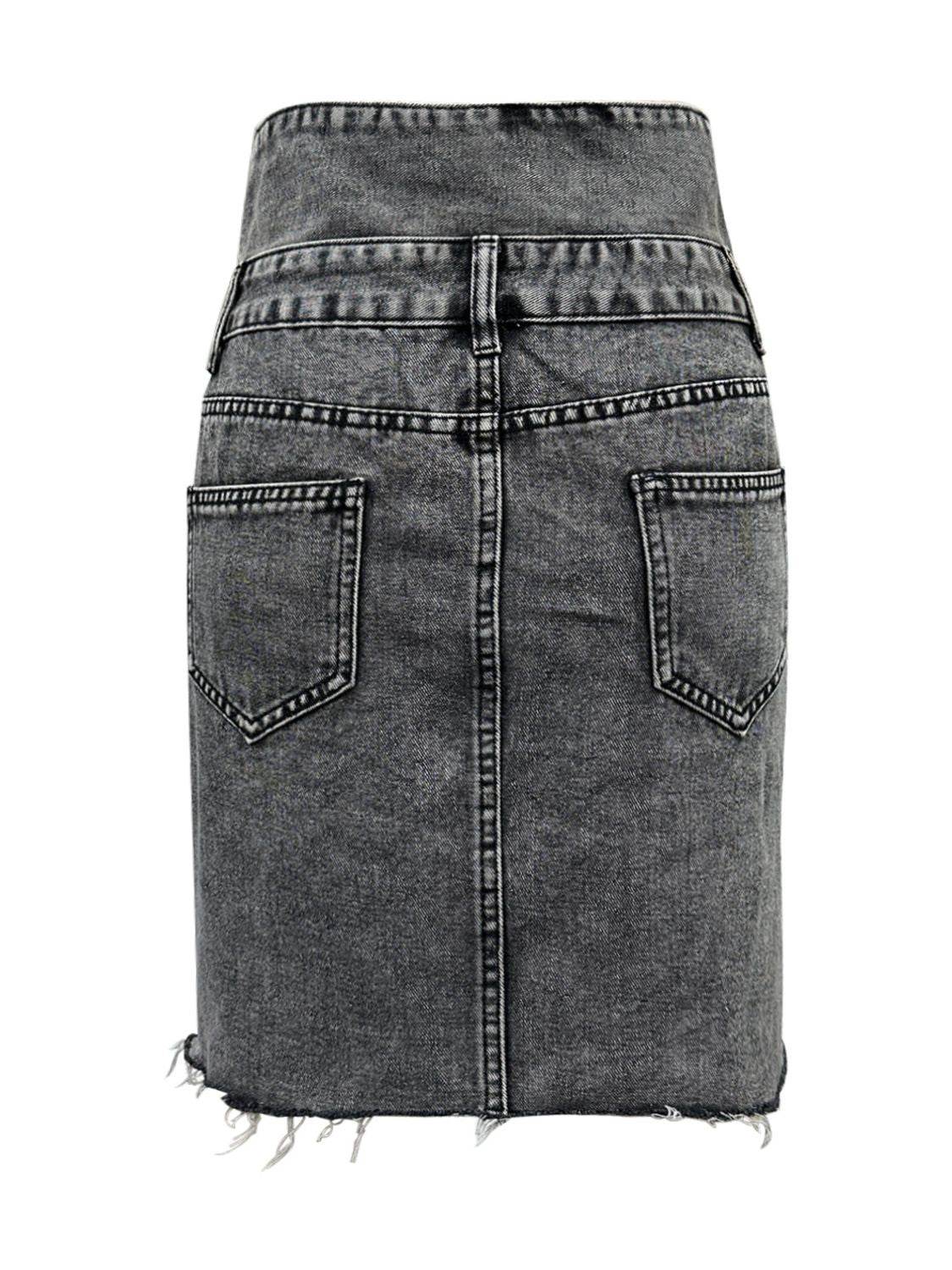 Raw Hem High Waist Denim Skirt - UnLaced Boutique