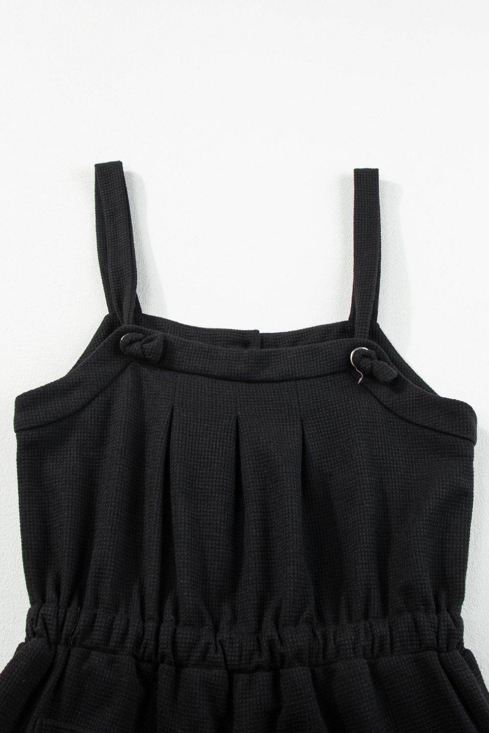 Knotted Straps Button Textured Drawstring Jumpsuit - UnLaced Boutique