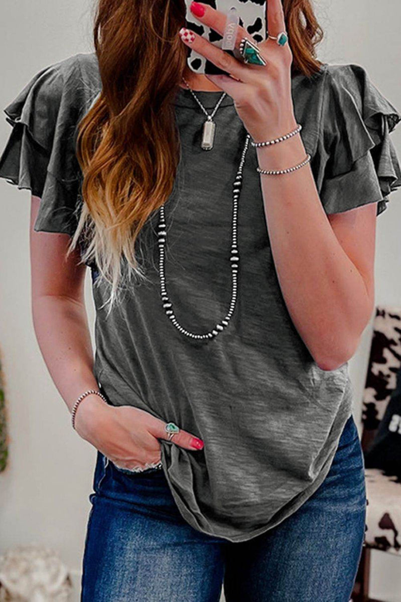 Round Neck Layered Short Sleeve Top - UnLaced Boutique