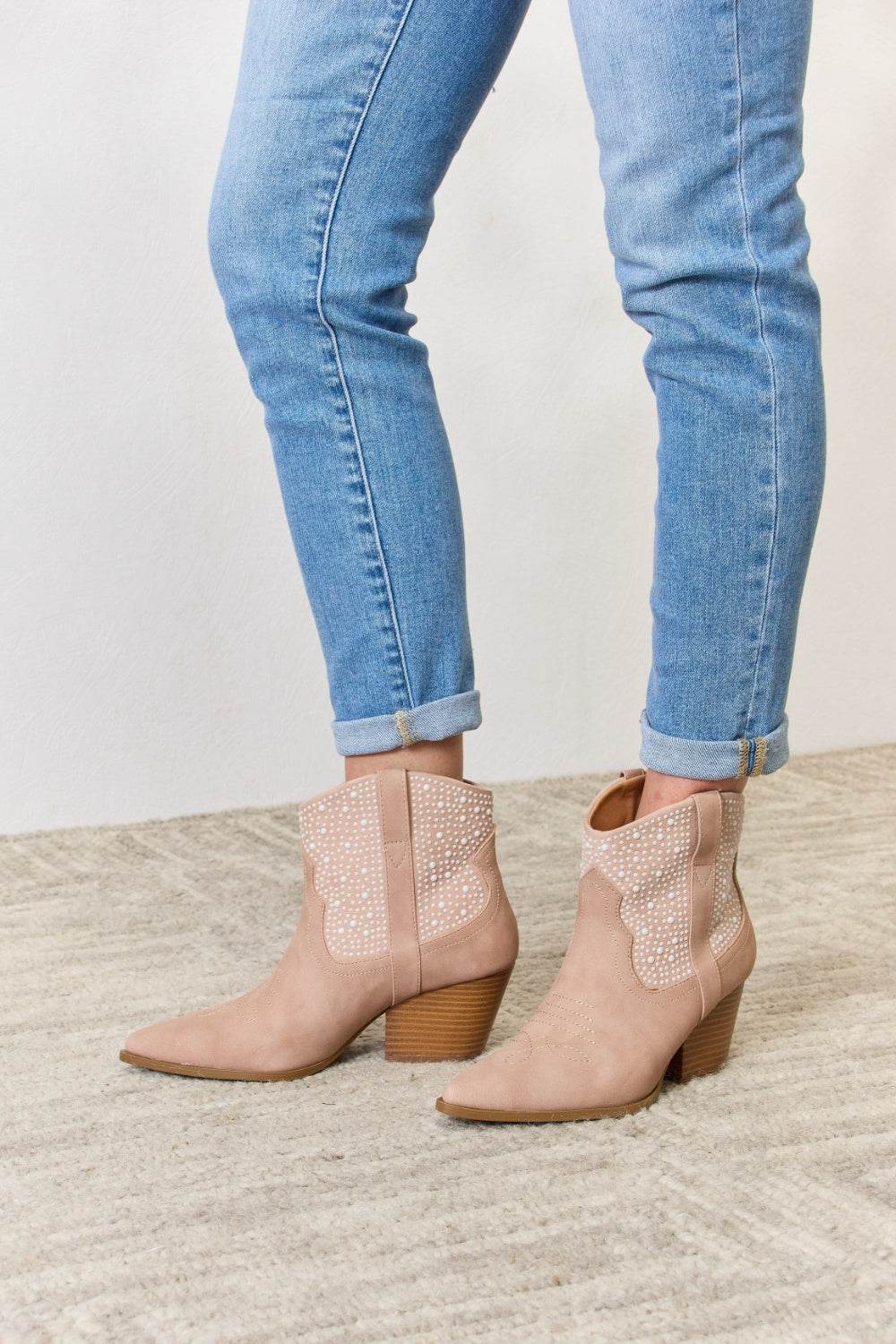 East Lion Corp Rhinestone Ankle Cowgirl Booties - UnLaced Boutique