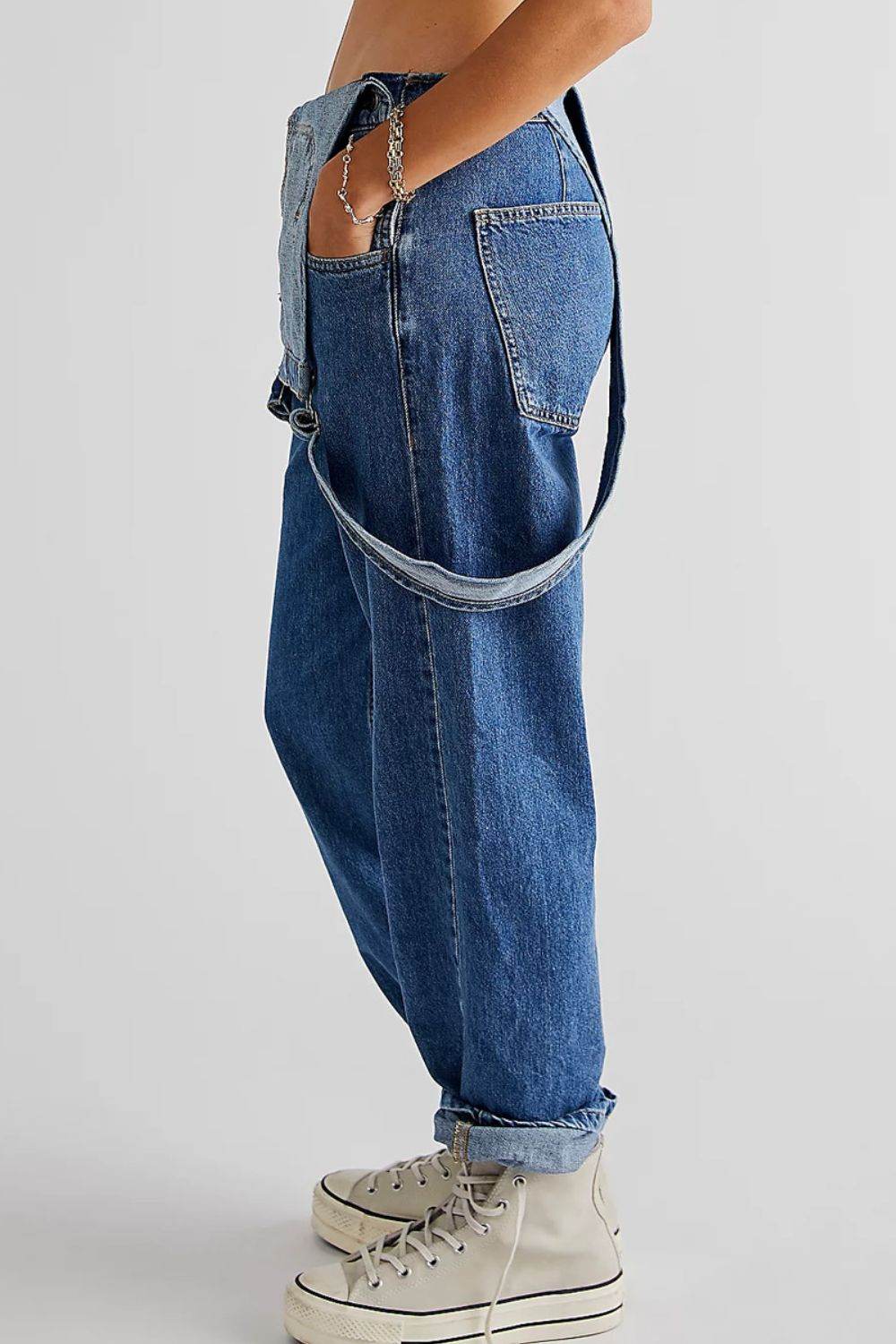 Wide Strap Square Neck Denim Overalls - UnLaced Boutique