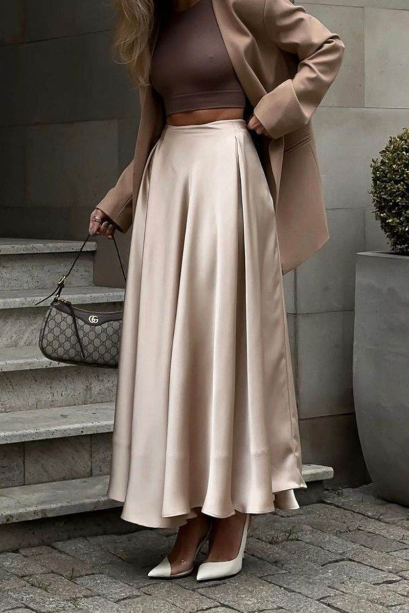 Back Elastic Waist Satin Minx Skirt - UnLaced Boutique
